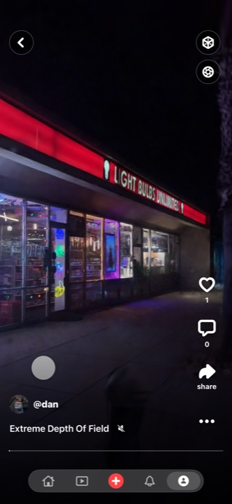 Gaussian splat render of a neon storefront at night