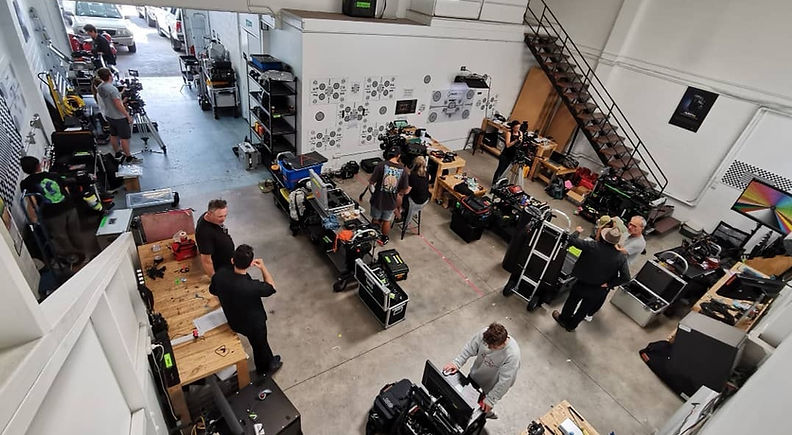 Overhead view of a camera department floor