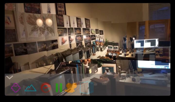AR photo overlay blended across a studio interior