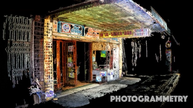 Dense photogrammetry point cloud of a heritage milk bar